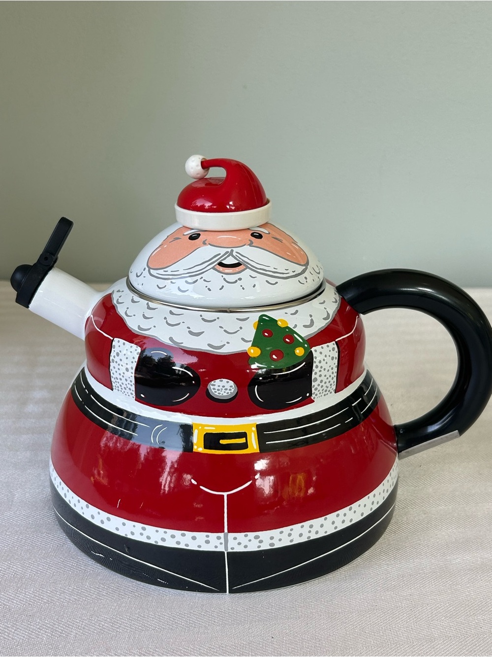 Festive Santa Teapot - Red, Black, White